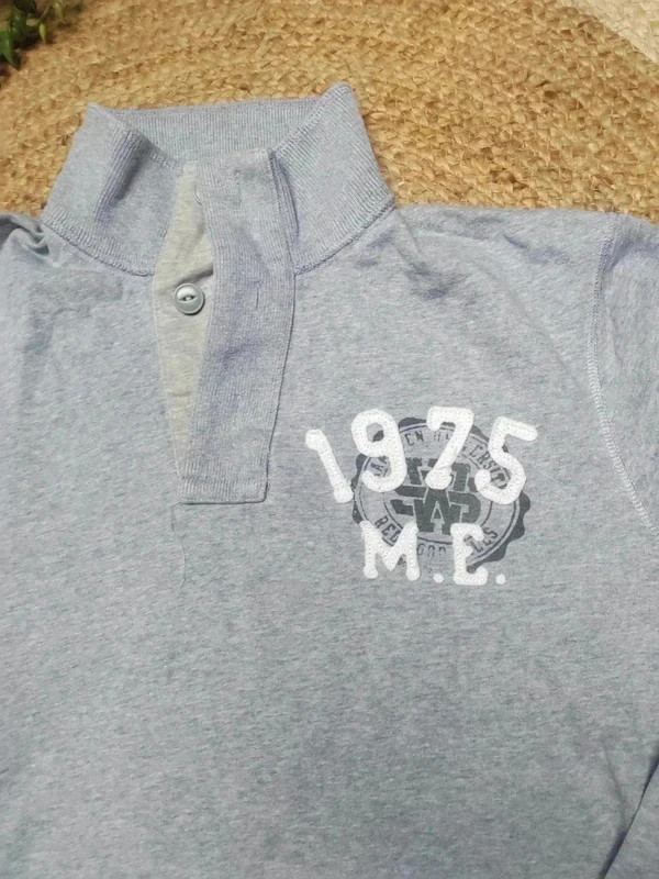 Polo sweat gris manches longues 1975 M.E épais – Vintage Dressing – taille M 3