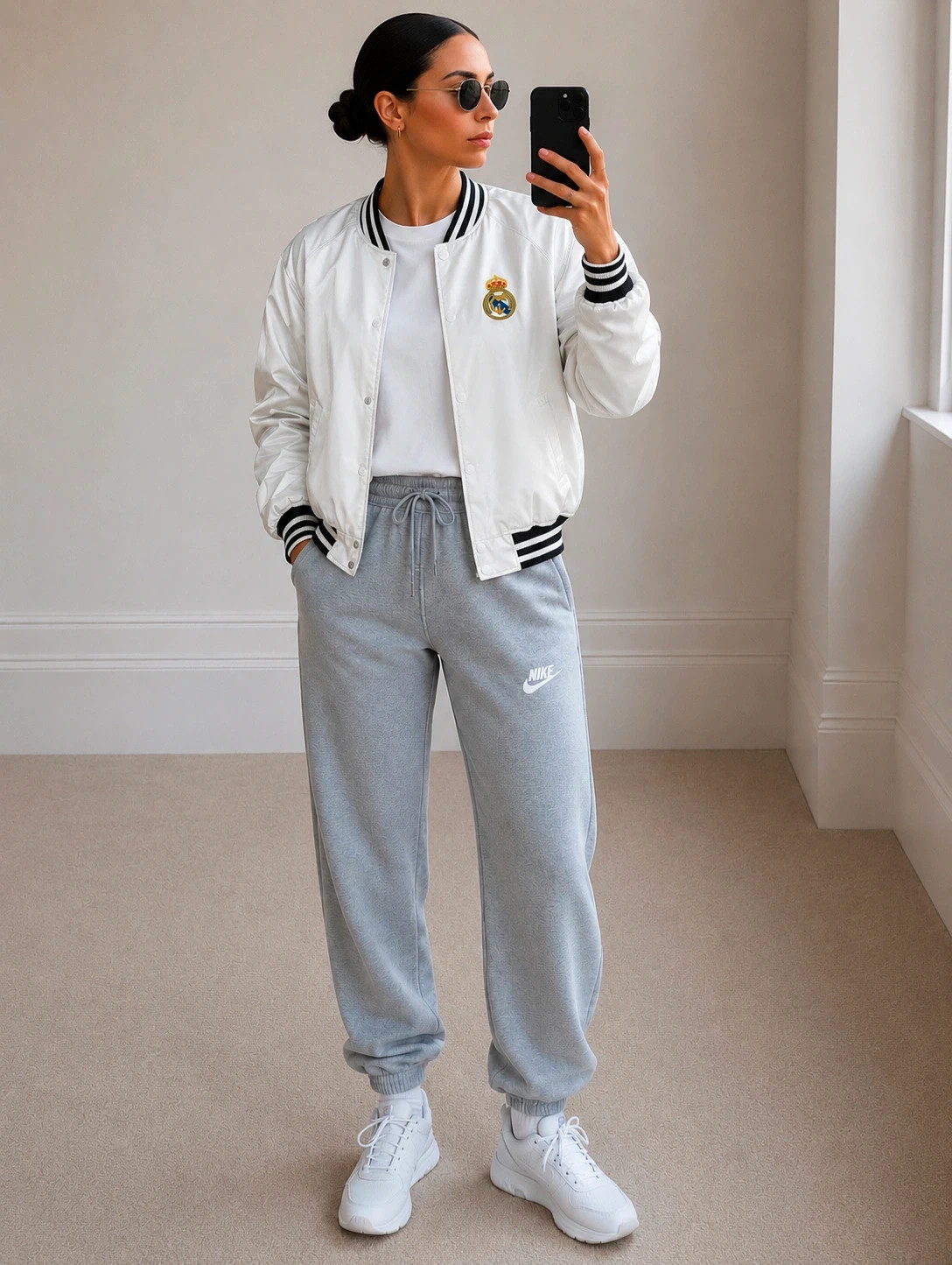 Veste bomber vintage real Madrid blanc taille S – Vintage Dressing – taille S