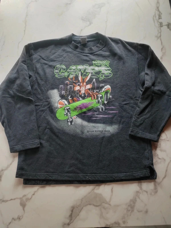 Sweat vintage coyote looney toons 1998 collector noir et gris motif – Vintage Dressing – taille S 2
