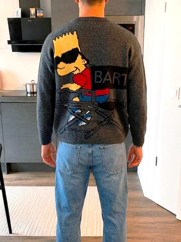 Pull en laine hiver the Simpsons vintage 90's gros motif cartoon Bart – Vintage Dressing – taille XL