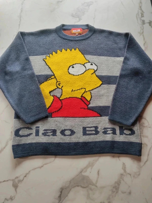 Pull en laine hiver the Simpsons vintage 90's gros motif cartoon Bart – Vintage Dressing – taille L 2