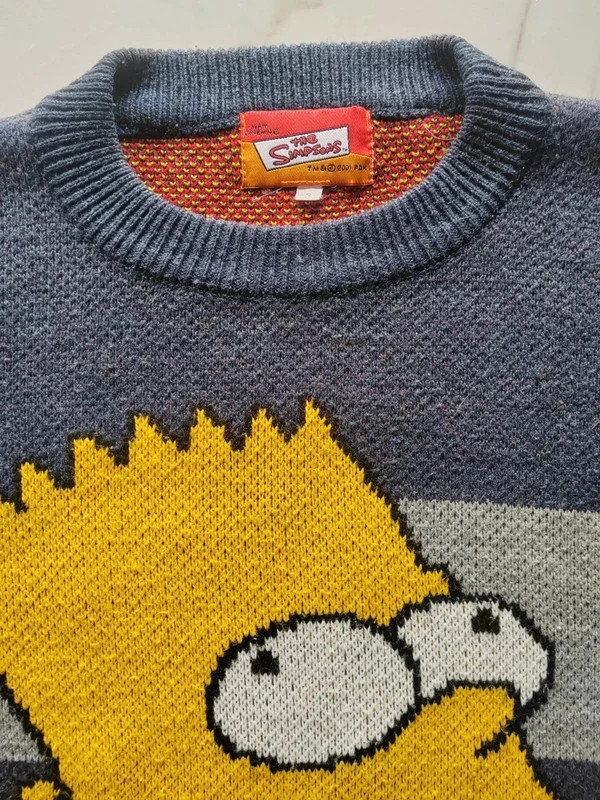 Pull en laine hiver the Simpsons vintage 90's gros motif cartoon Bart – Vintage Dressing – taille L 4