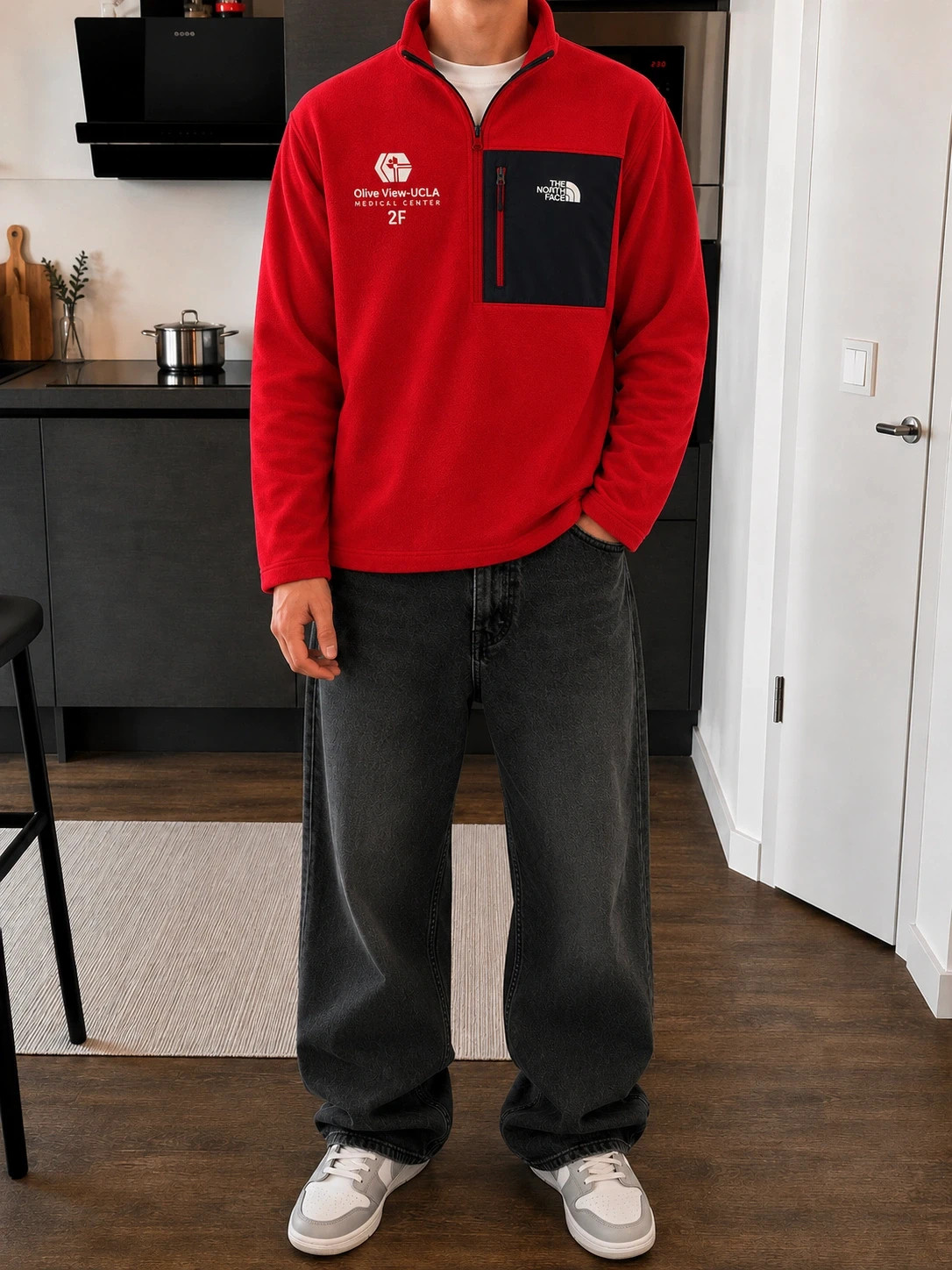 The North Face Polaire Rouge Homme Demi-Zip Vintage Outdoor – The North Face – taille XXL