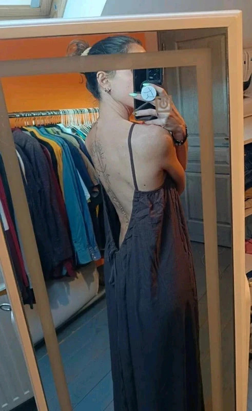 Robe longue dos nu marron été plage – Chic et choc – taille XS / 34 / 6