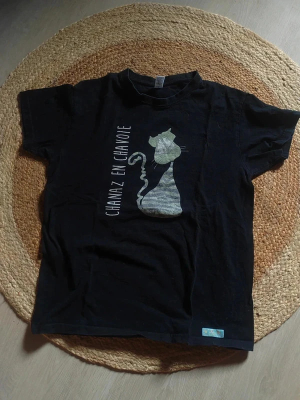 T-shirt noir motif chat humour – Taille M – original – Vintage Dressing – taille M 2
