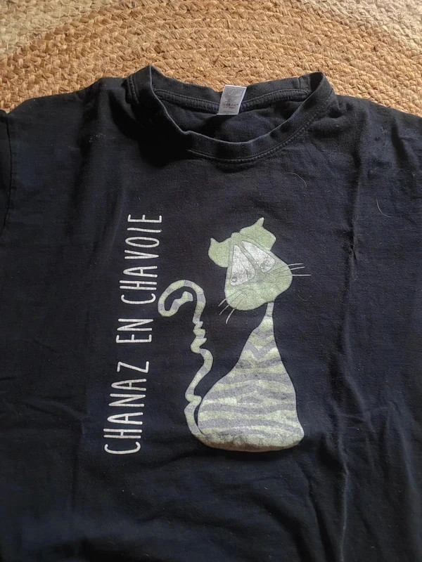 T-shirt noir motif chat humour – Taille M – original – Vintage Dressing – taille M 3