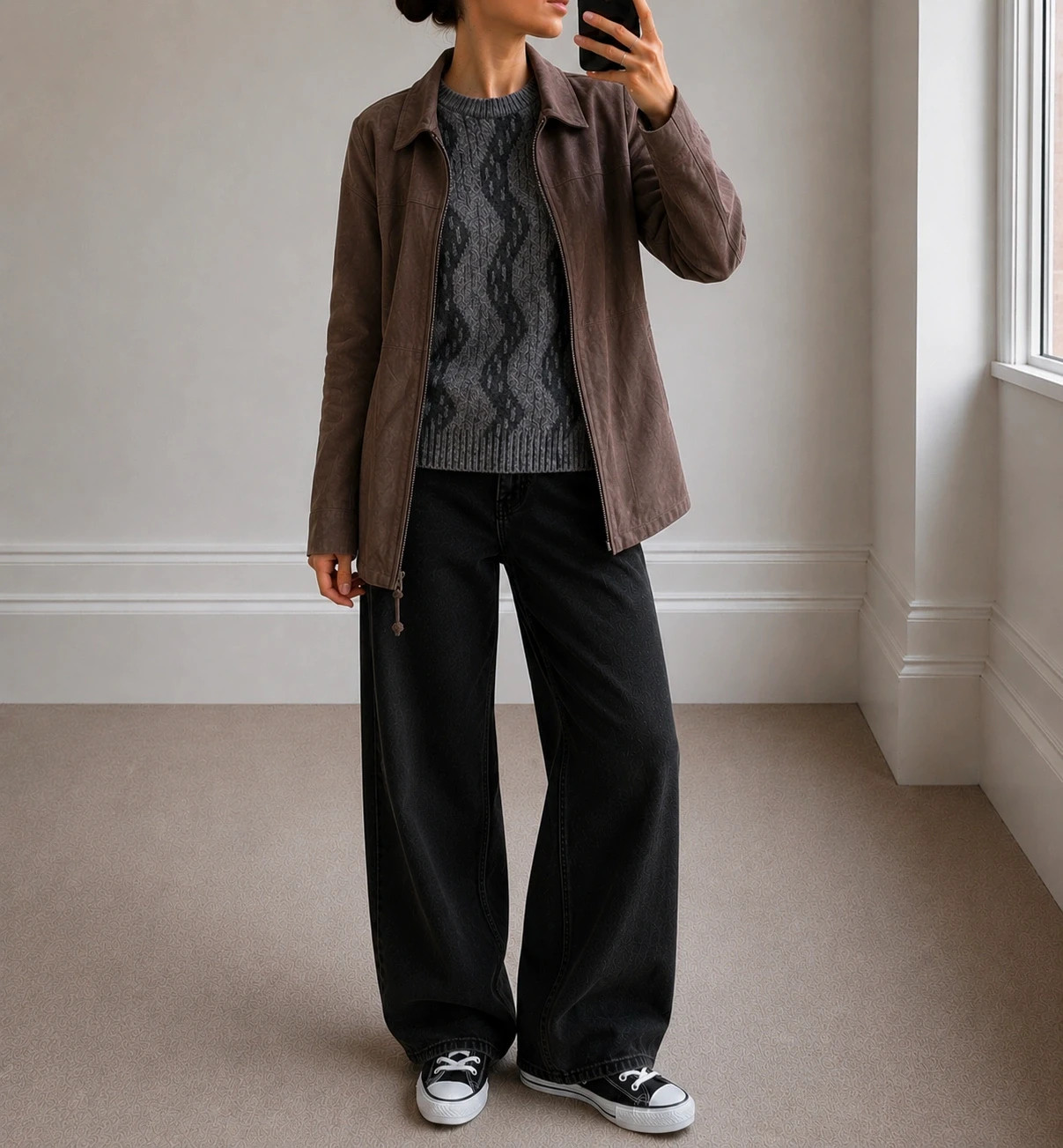 Veste marron M vintage zippée mi-saison casual rétro – Vintage Dressing – taille M / 38 / 10
