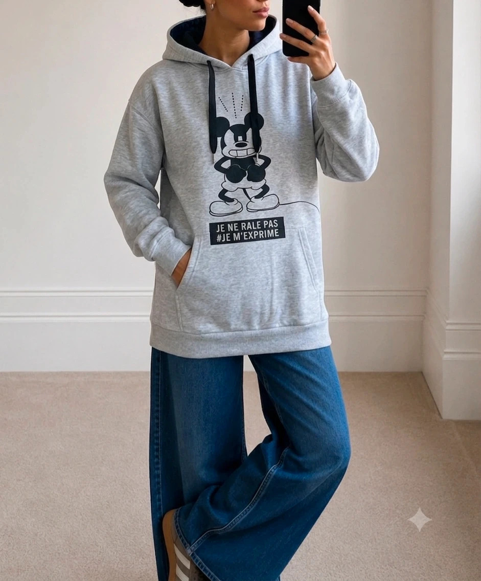 Hoodie Mickey “Je ne râle pas je m’exprime” gris, disney – Disney – taille M / 38 / 10