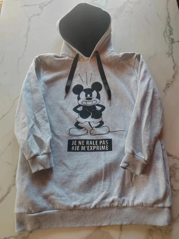 Hoodie Mickey “Je ne râle pas je m’exprime” gris, disney – Disney – taille M / 38 / 10 3