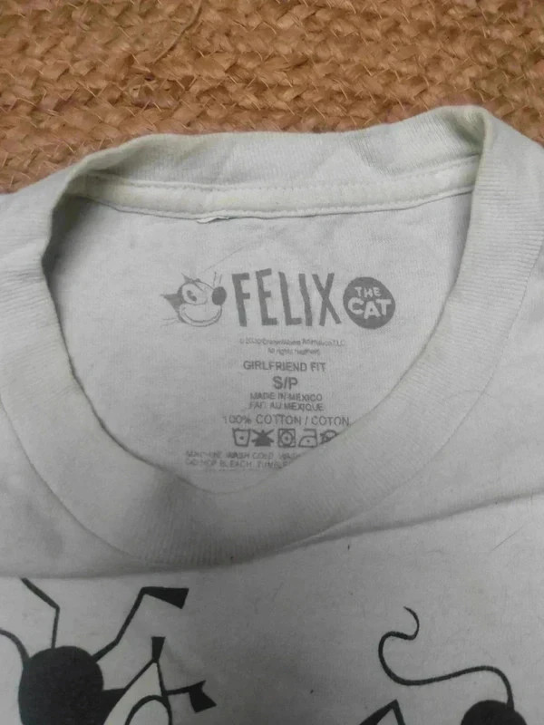 T-shirt tie and dye Felix le Chat bleu jaune rose blanc - print cartoon – Vintage Dressing – taille S 5