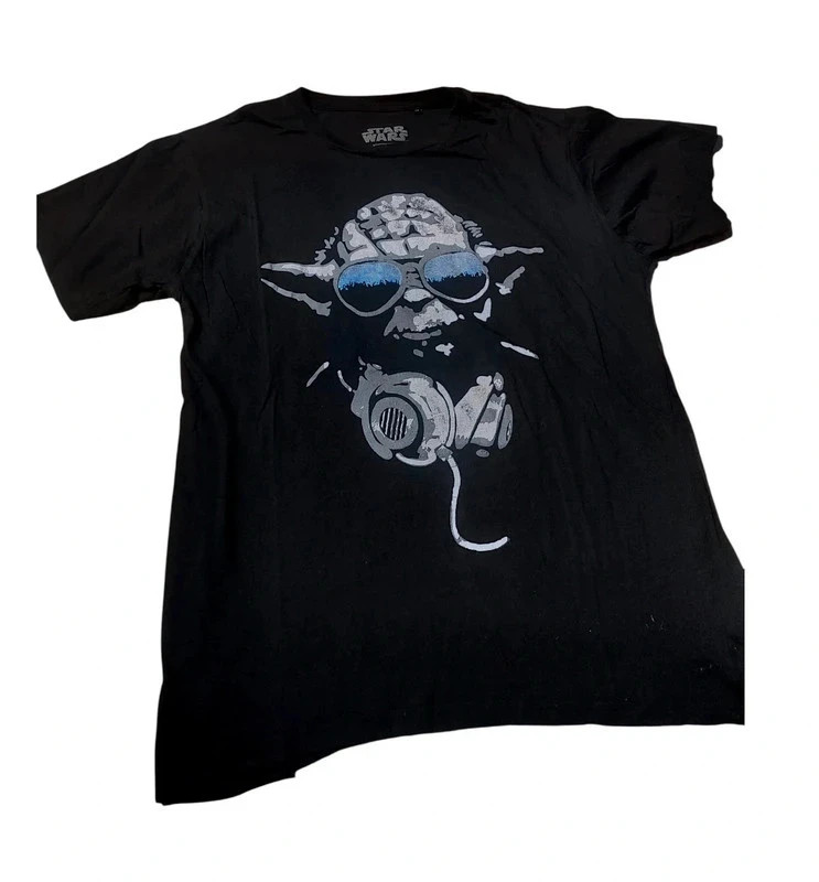 T-shirt noir print Yoda avec lunettes et casque Star Wars – Star Wars – taille M 2