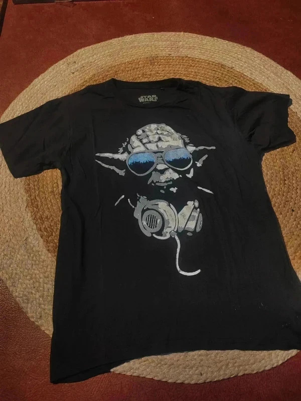 T-shirt noir print Yoda avec lunettes et casque Star Wars – Star Wars – taille M 3