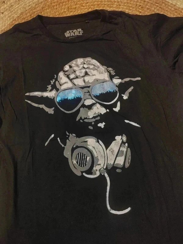 T-shirt noir print Yoda avec lunettes et casque Star Wars – Star Wars – taille M 4