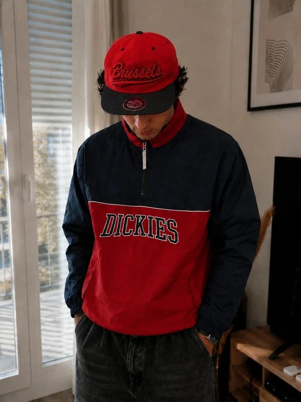 Dickies coupe vent vintage M rouge bleu marine