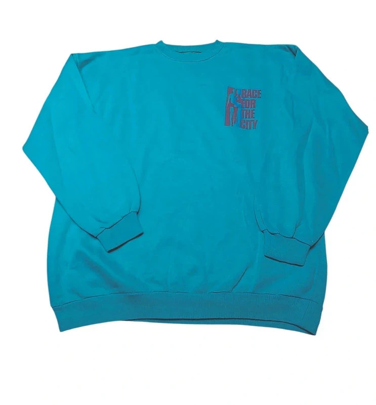 Sweat vintage vert turquoise "Race for the City" – Vintage Dressing – taille XL 2