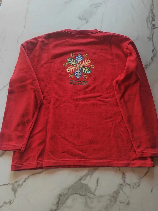 Sweat vintage poivre blanc y2k 2000 rouge flocon brodé – Poivre Blanc – taille M 2