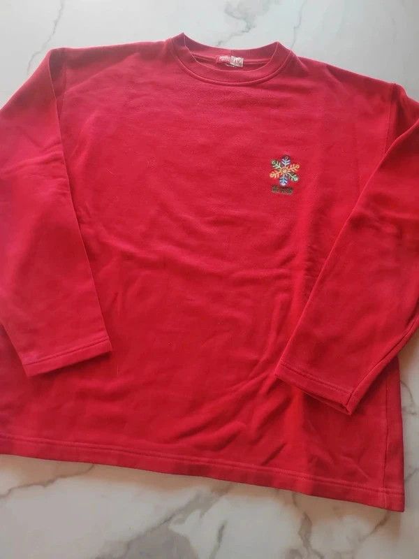 Sweat vintage poivre blanc y2k 2000 rouge flocon brodé – Poivre Blanc – taille M 4