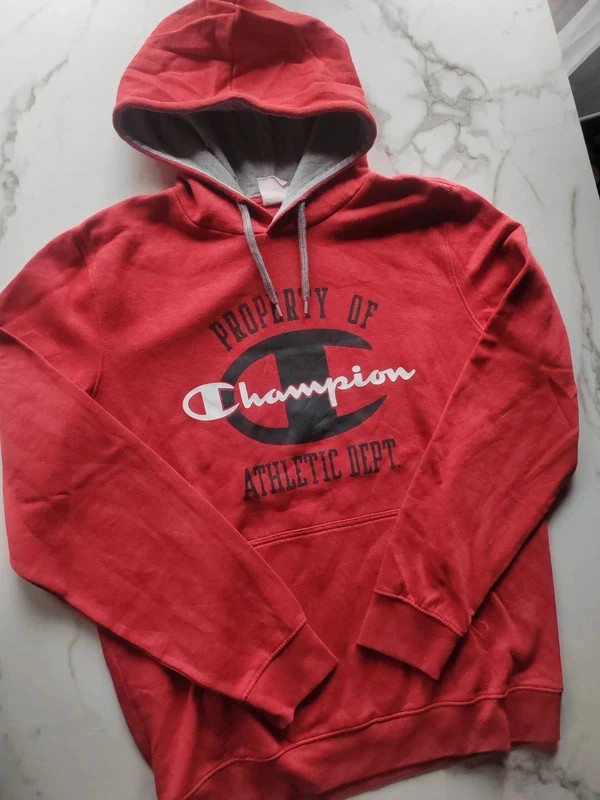 Hoodie rouge bordeaux Champion – gros logo – style US – Vintage Dressing – taille XL 3