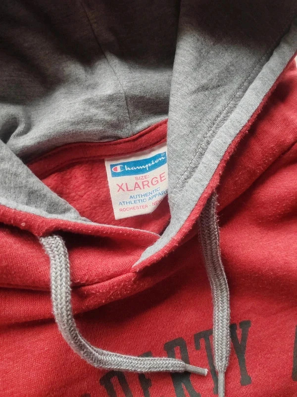 Hoodie rouge bordeaux Champion – gros logo – style US – Vintage Dressing – taille XL 5