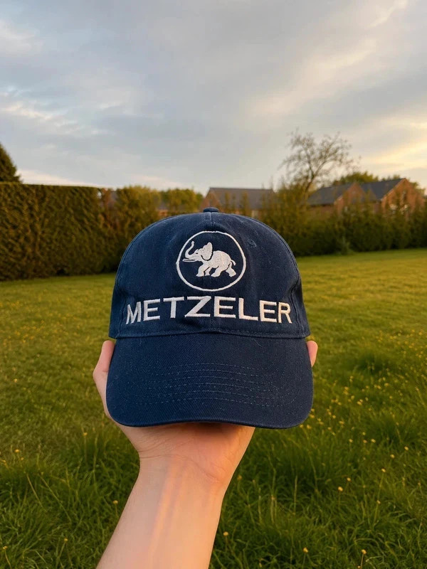Casquette bleu marine Metzeler – logo éléphant – Vintage Dressing – taille Taille unique