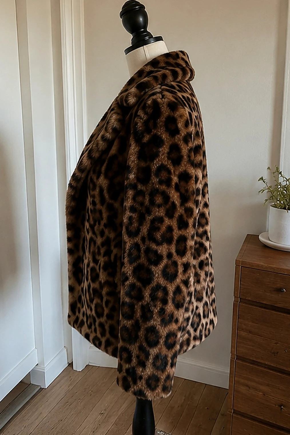 Veste courte fausse fourrure leopard marron taille M – Studio Beaune – taille M / 38 / 10 3