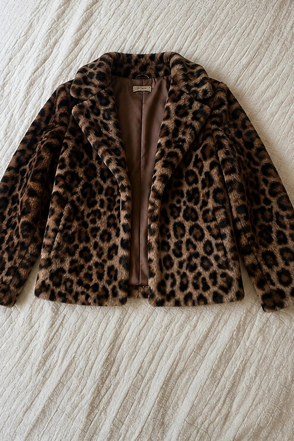 Veste courte fausse fourrure leopard marron taille M – Studio Beaune – taille M / 38 / 10 4