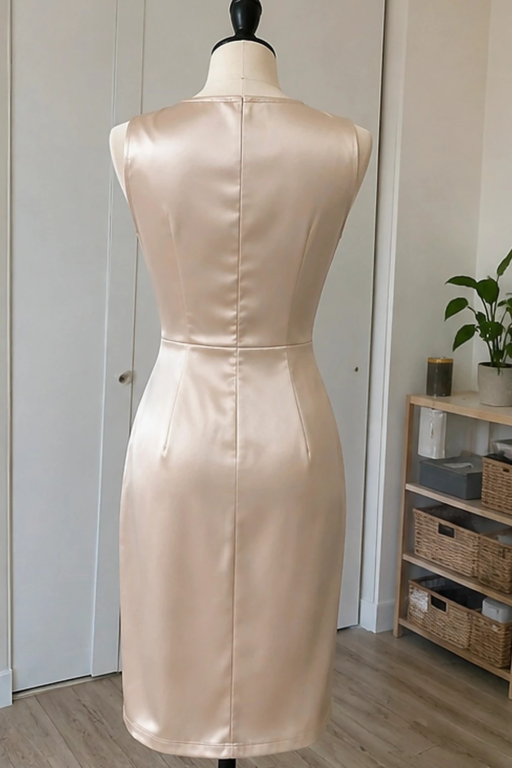 Robe midi satin champagne cache-coeur taille S – Velia – taille S / 36 / 8 2