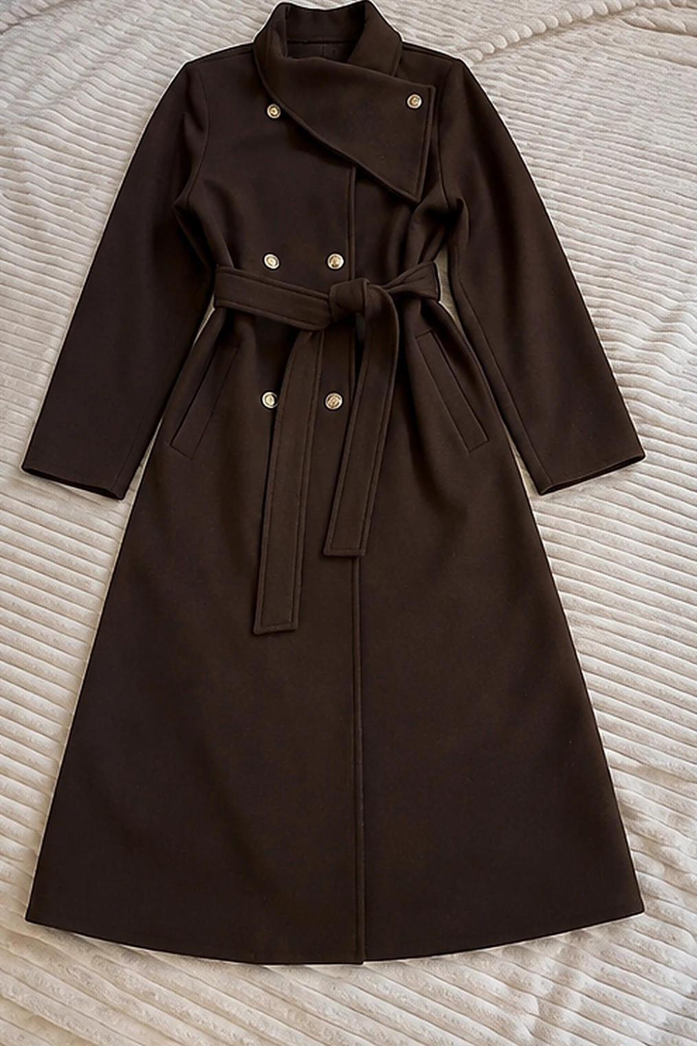 Manteau long marron effet laine double boutonnage taille S – Manufacture Salers – taille S / 36 / 8 4