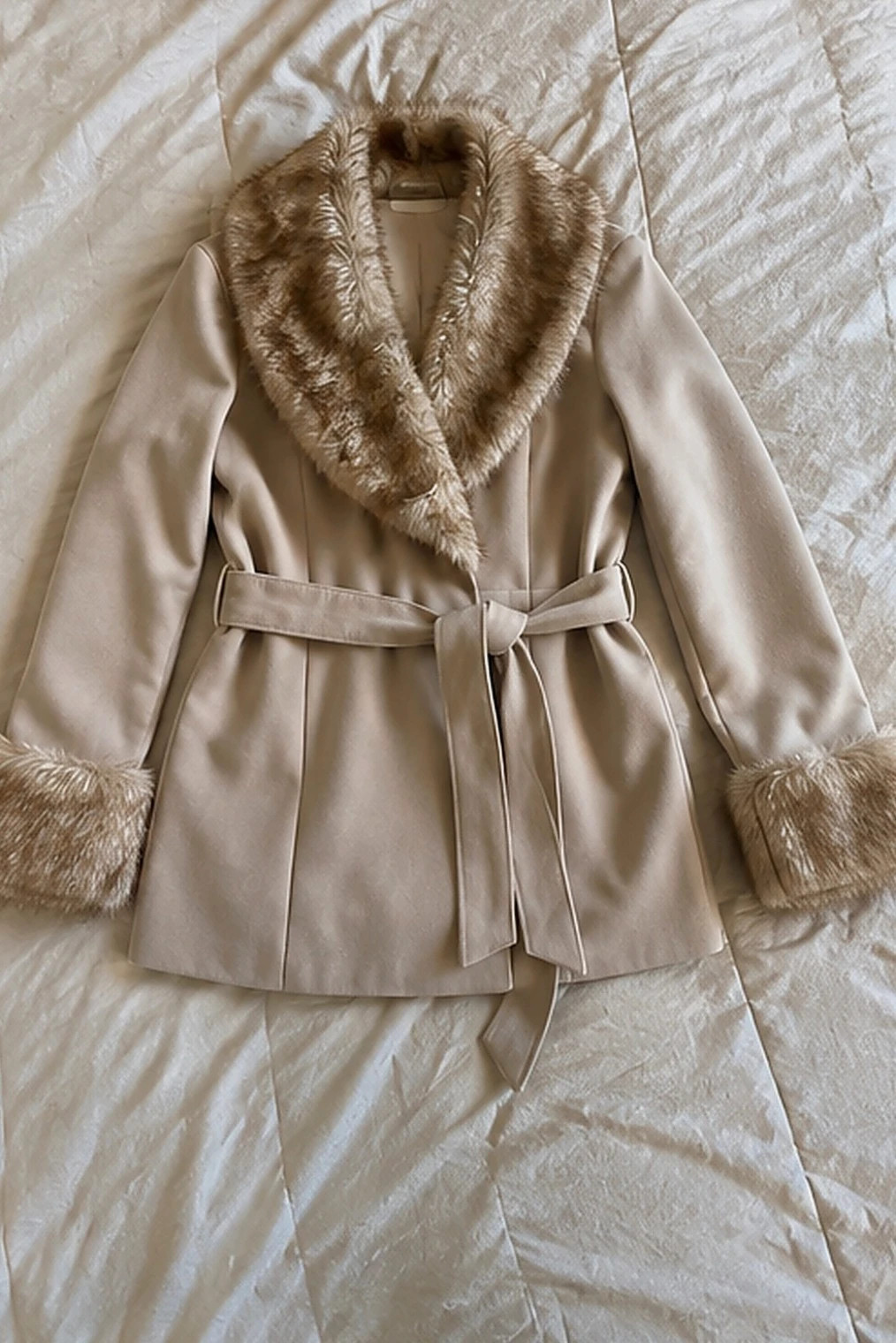 Veste kaki courte col et poignets fausse fourrure taille S – Fabrique Samoëns – taille S / 36 / 8 4