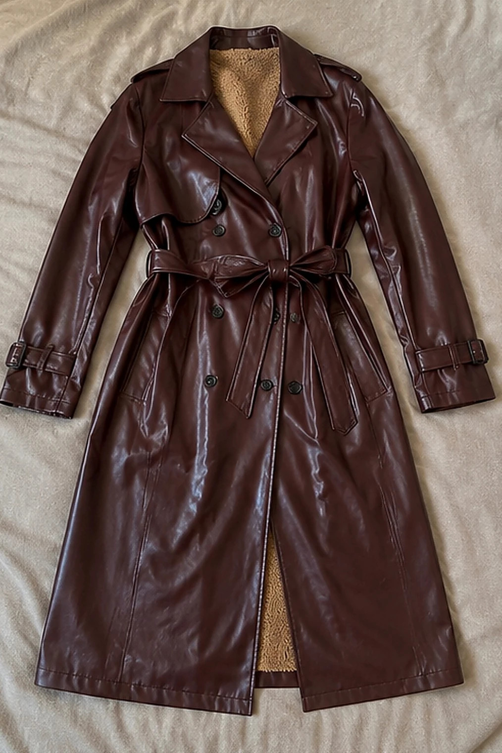 Trench long similicuir rouge foncé taille M – Vovra – taille M / 38 / 10 4