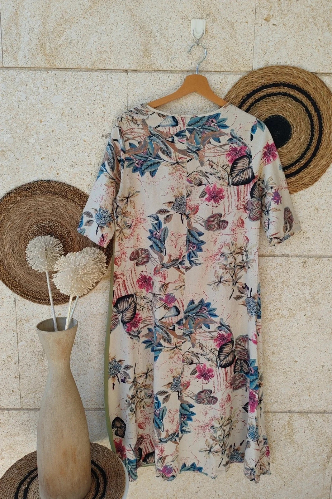Vestido Efecto Lino Emery Rose S / Robe Motif Botanique / Emery Rose Linen Look Dress – Emery Rose – taille S / 36 / 8 2