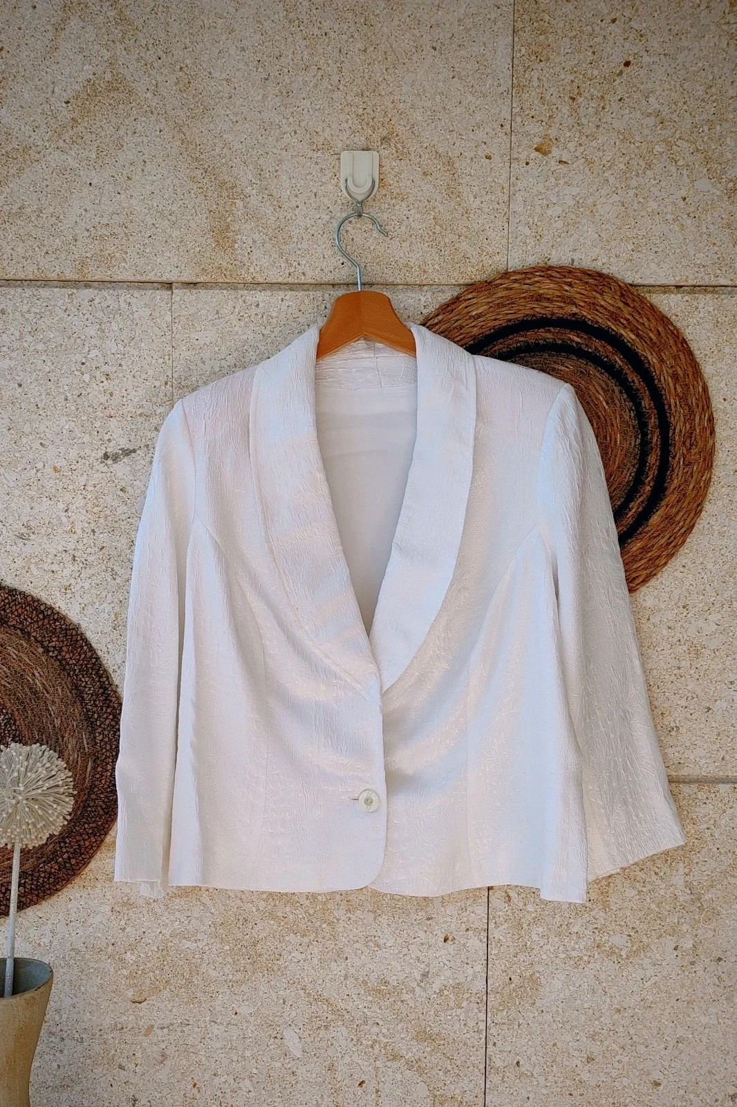 Blazer Jacquard Satinado Blanco S / Veste Blanche Satinée / White Blazer