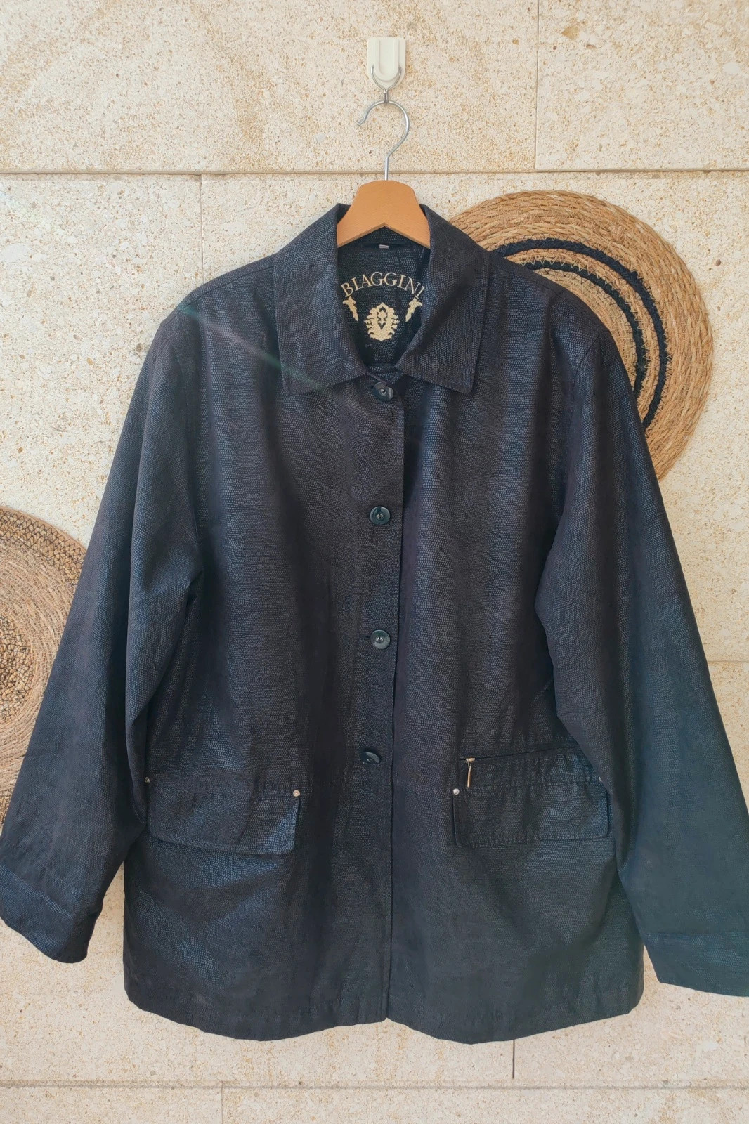 Veste Biaggini noire effet serpent 46 / Chaqueton negra serpiente Biaggini T46 / Jacket – Biagini – taille XXXL / 46 / 18