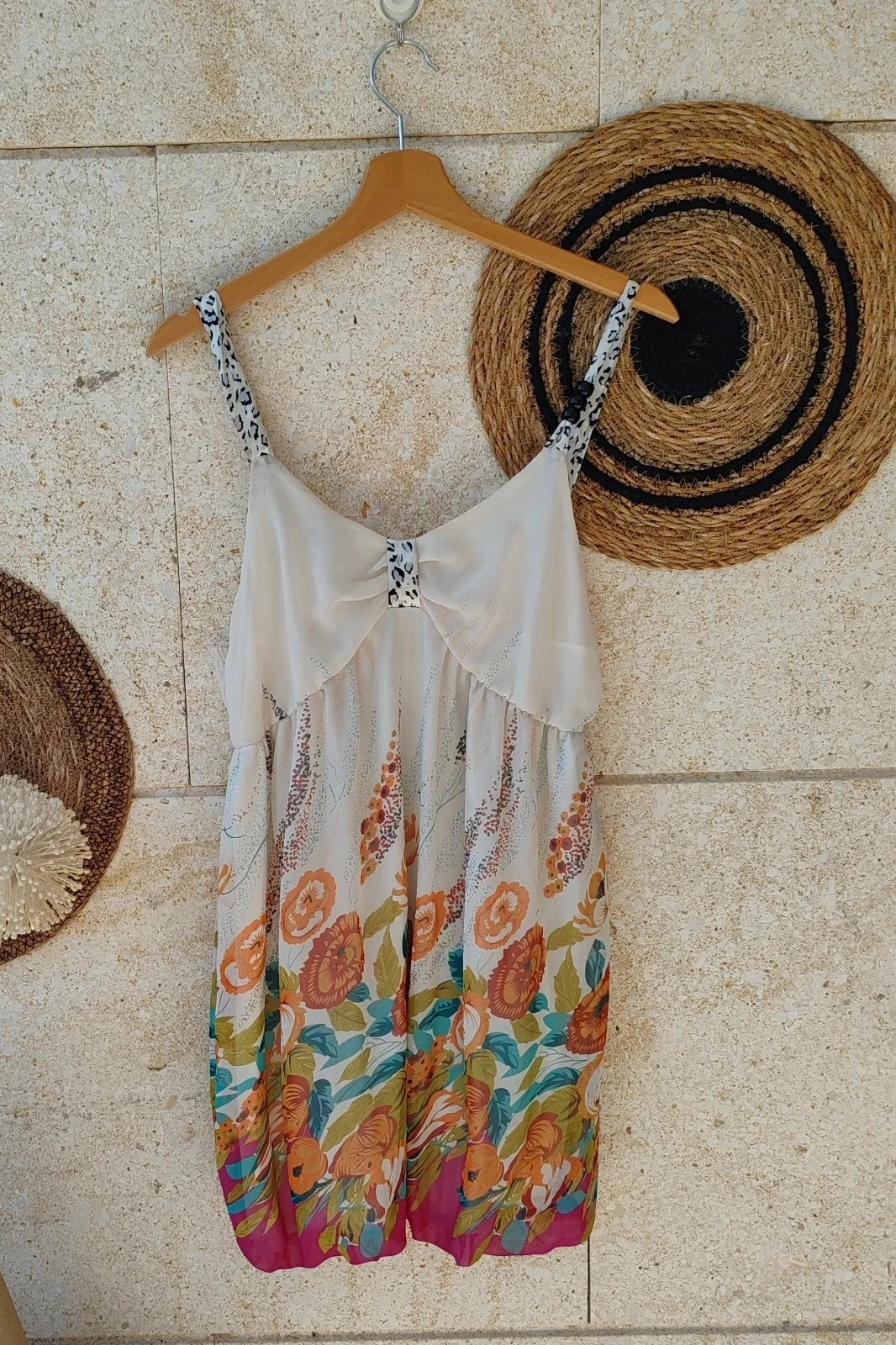Vestido Flores y Leopardo Mas Fashion XL / Robe Fleurs Chiffon / Floral Animal Print Dress