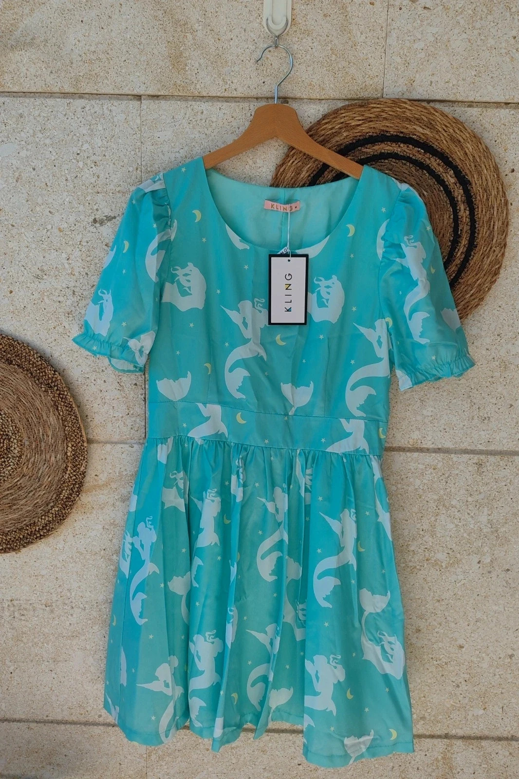 Vestido Sirenas Kling Nuevo con Etiquetas M / Robe Sirène Turquoise NWT / Mermaid Dress NWT M