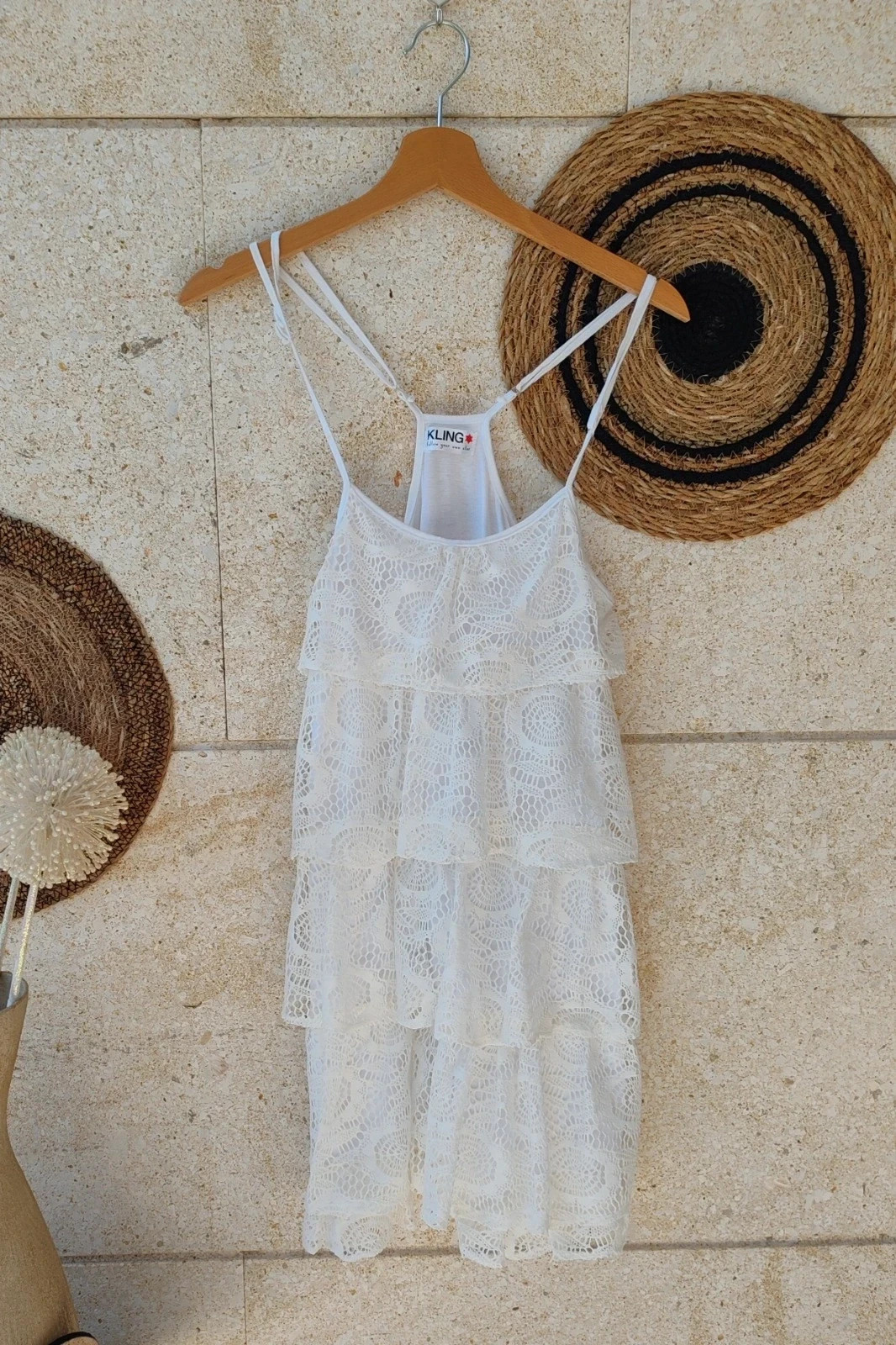 Vestido Encaje Blanco Kling S / Robe Blanche Dentelle S / White Lace Dress S