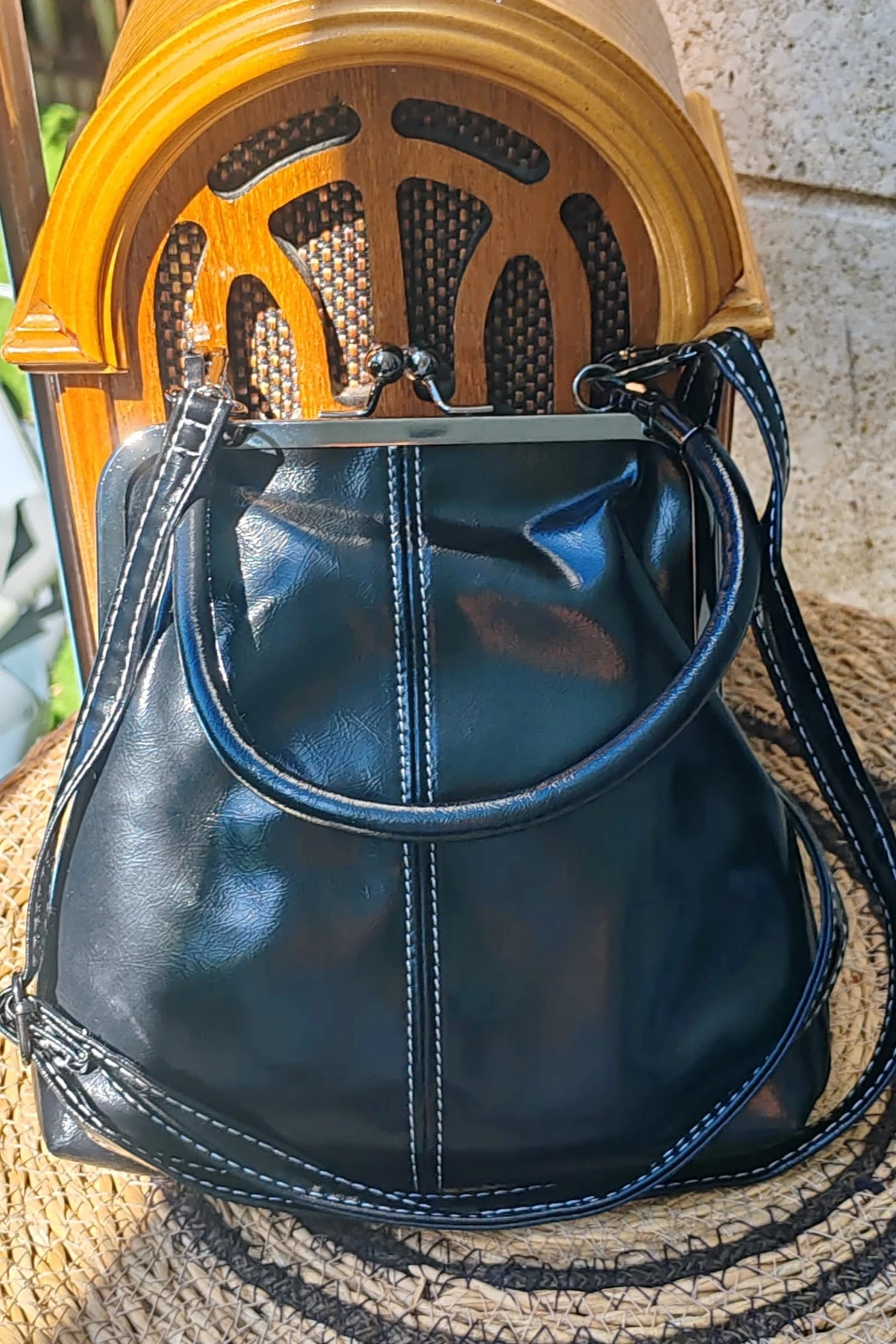Bolso retro boquilla negro bandolera / Sac rétrov vintage noir / Borsa vintage nera 2