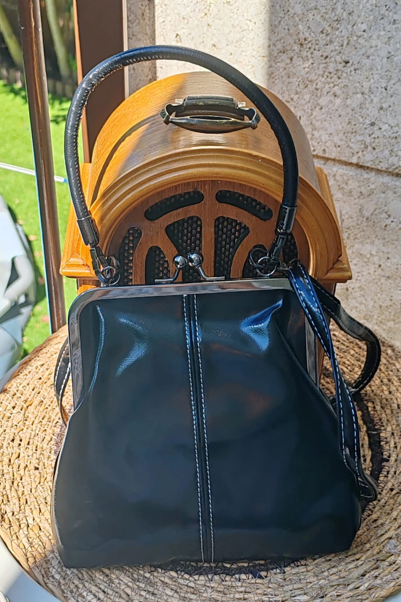 Bolso retro boquilla negro bandolera / Sac rétrov vintage noir / Borsa vintage nera 5