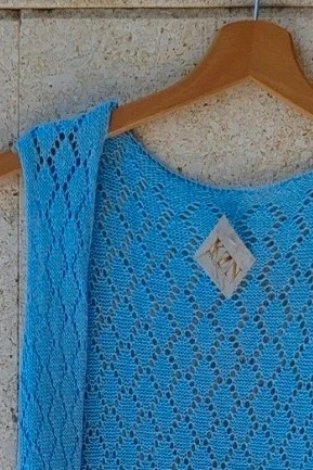 Chaleco Largo Punto Calado Algodón M / Gilet Long Maille M / Blue Knit Long Cardigan – zkn – taille M / 38 / 10 2