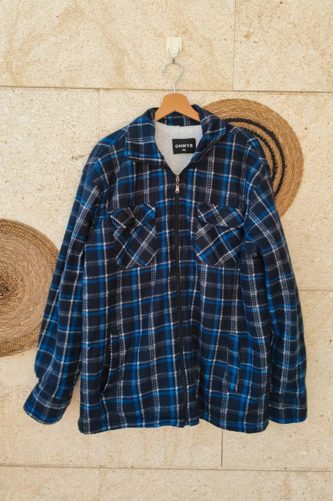 Chaqueta cuadros forro borreguito XXL • Veste à carreaux doublée sherpa • Giacca a quadri – ohmys – taille XXL