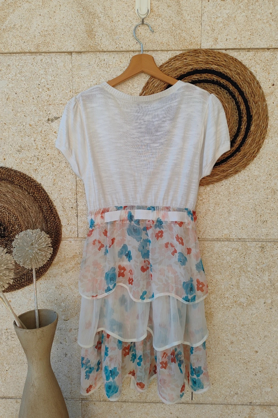 Vestido combinado flores volantes / Robe bimatière fleurie volant S / Vestito combinato fiori S – DDP – taille S / 36 / 8 2