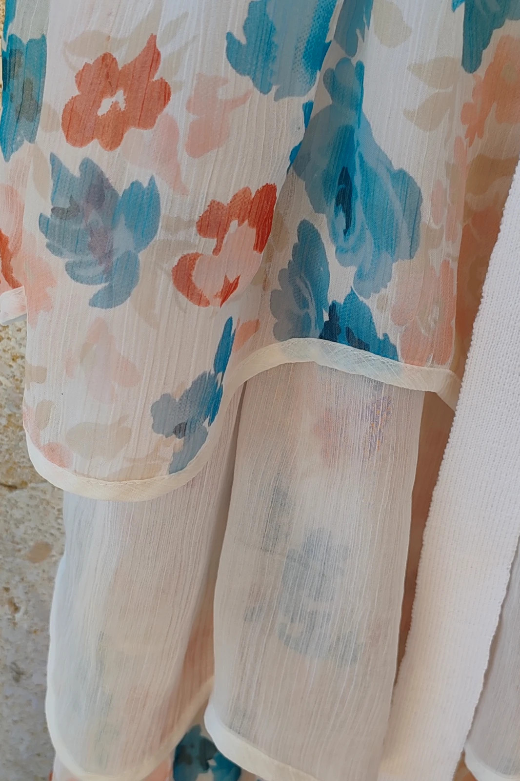 Vestido combinado flores volantes / Robe bimatière fleurie volant S / Vestito combinato fiori S – DDP – taille S / 36 / 8 4