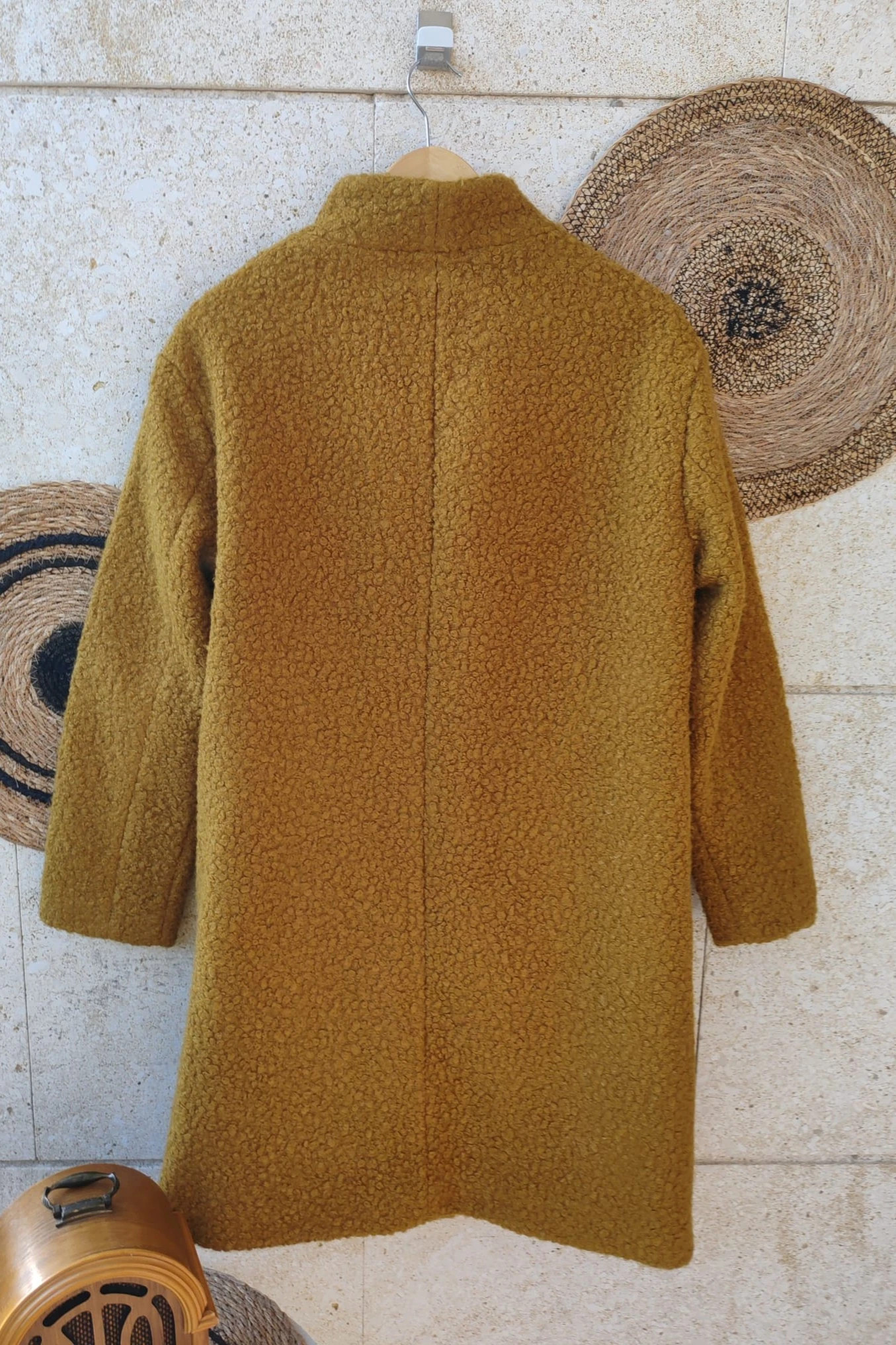 Abrigo borreguito mostaza Cortefiel S oversize / Manteau moumoutte S / Cappotto teddy S – Cortefiel – taille S / 36 / 8 2