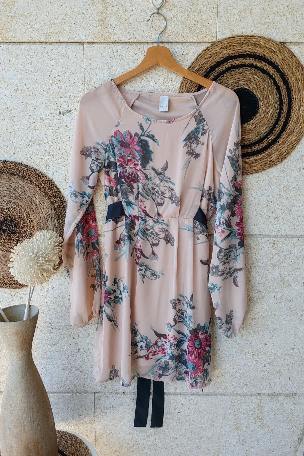 Vestido Gasa Floral Vila L / Robe Fleurie Mousseline / Floral Chiffon Dress
