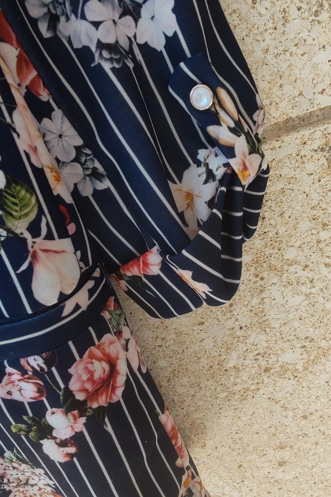 Blazer Fluido Flores Armonias S / Veste Marine Rayée Fleurs / Stripe Floral Light Jacket S – Armonias – taille S / 36 / 8 5