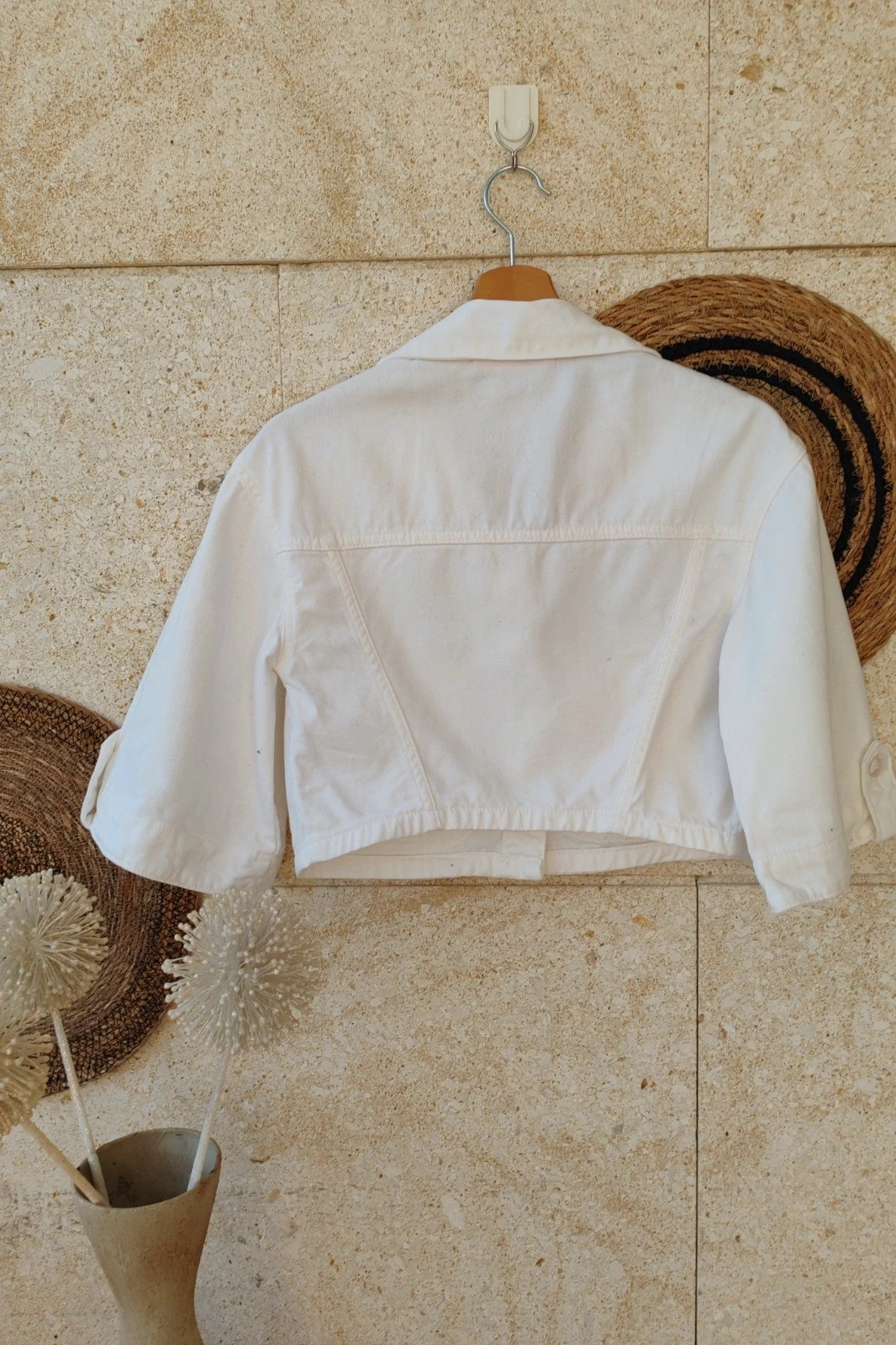Cazadora Vaquera Blanca Cropped Dadric S / Veste en Jean Blanche Courte / White Denim Jacket S – Dadric – taille S / 36 / 8 2