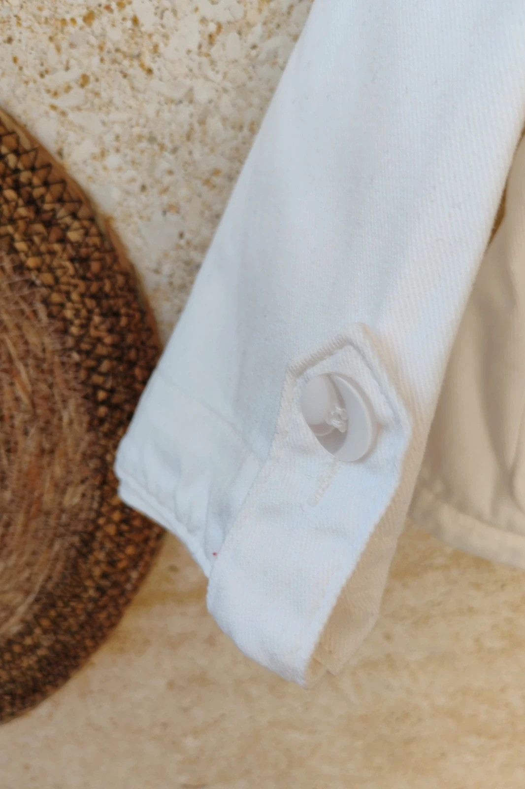 Cazadora Vaquera Blanca Cropped Dadric S / Veste en Jean Blanche Courte / White Denim Jacket S – Dadric – taille S / 36 / 8 5
