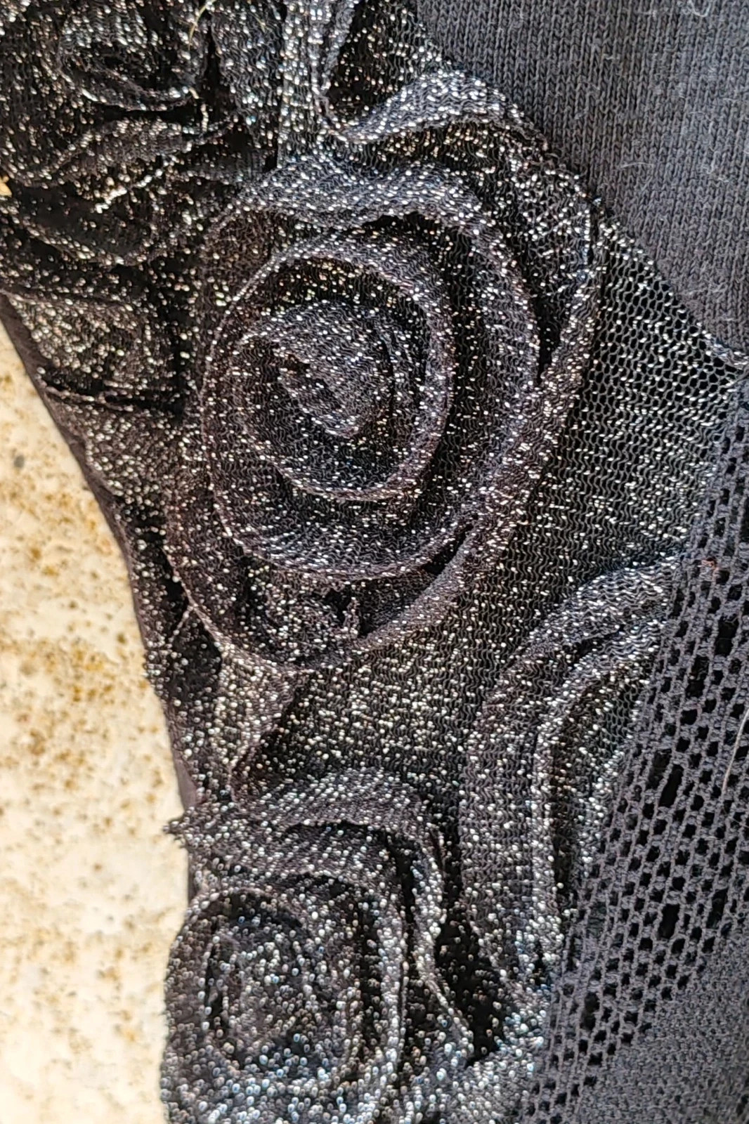 Top Fiesta Negro Lentejuelas Kikiriki / Pull Fin Fête Noir Sequins / Black Lace Evening Blouse – Kikiriki – taille M / 38 / 10 3