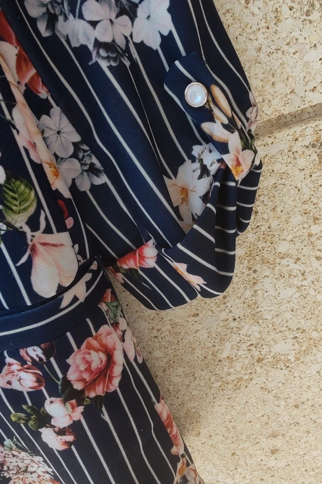 Blazer Fluido Flores Armonias S / Veste Marine Rayée Fleurs / Stripe Floral Light Jacket S – Armonias – taille S / 36 / 8 5