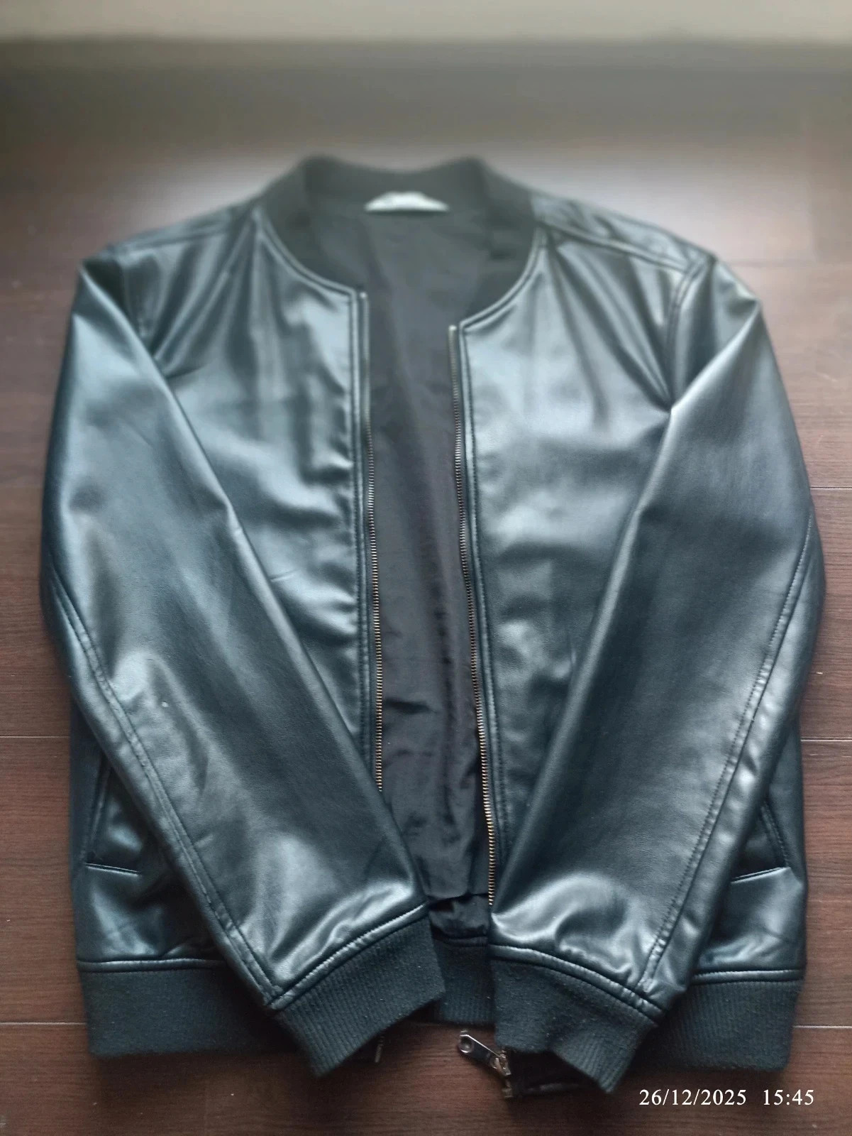 Bomber noir style cuir/black leather jacket– taille S 🖤 – Zara – taille S 4